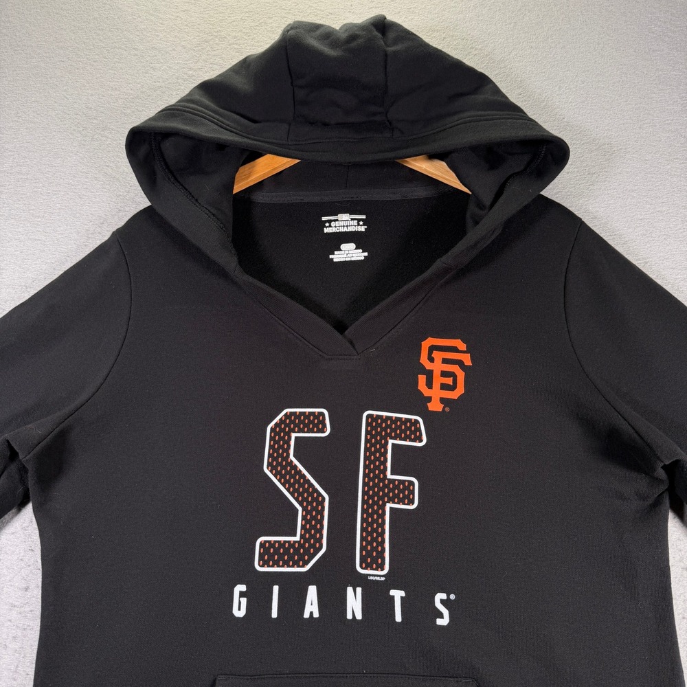 San Francisco SF Giants Black V-Neck Hoodie Sweatshirt Women's Size L/G - Picture 4 of 11